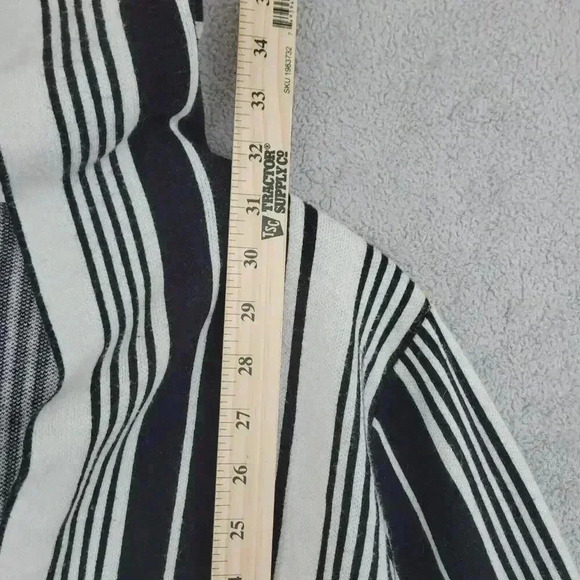 Sioni Women's L Black & White Striped Hooded Open front Cardigan Sweater   29PT - Picture 3 of 8